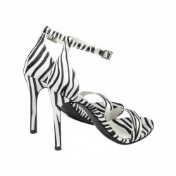 Women sandals 1349 satin zebra white