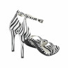 Women sandals 1349 satin zebra white