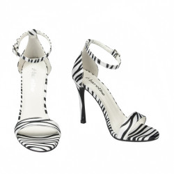 Women sandals 1349 satin zebra white