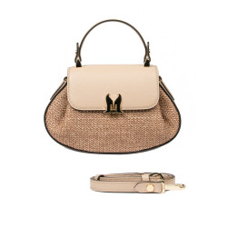 Women hand bag 042g latte+rafie caramel