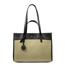 Women beach bag 045g 01 black napa+rafie sand olive