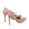 Women stylish, elegant shoes 1350 patent beige