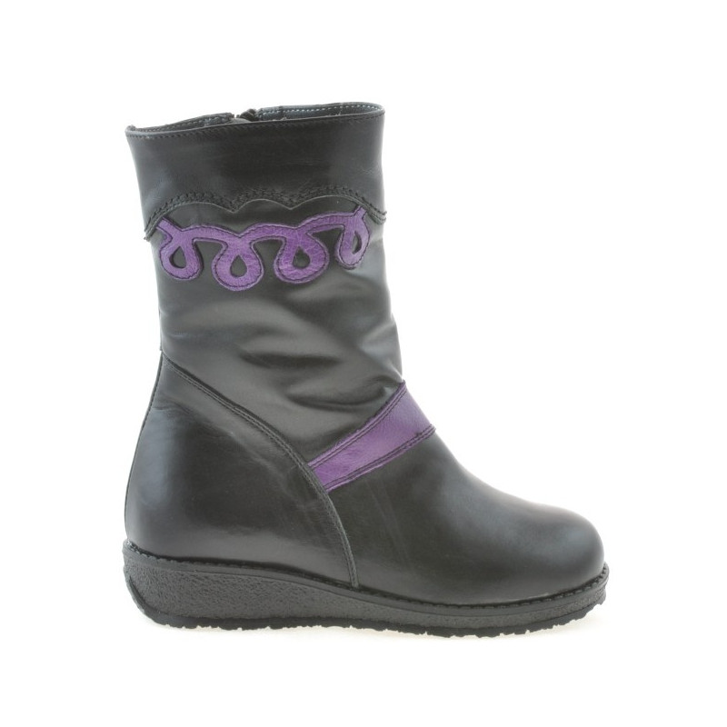 Small children knee boots 23c black+purple