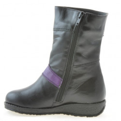 Small children knee boots 23c black+purple