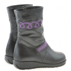 Small children knee boots 23c black+purple