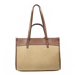 Women beach bag 045g brown cognac+rafie
