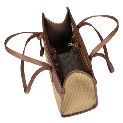 Women beach bag 045g brown cognac+rafie