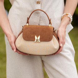 Women hand bag 042g suede brown+rafie