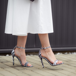Women sandals 1349 satin zebra white lifestyle