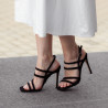 Women sandals 1345 black velour lifestyle
