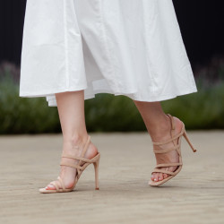 Women sandals 1345 beige velour lifestyle