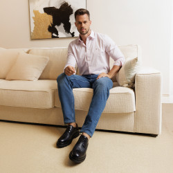 Men stylish, elegant shoes 972 patent indigo combined lifestyle