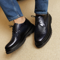 Men stylish, elegant shoes 972 patent indigo combined lifestyle