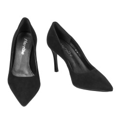 Women stylish, elegant shoes 1320 black velour