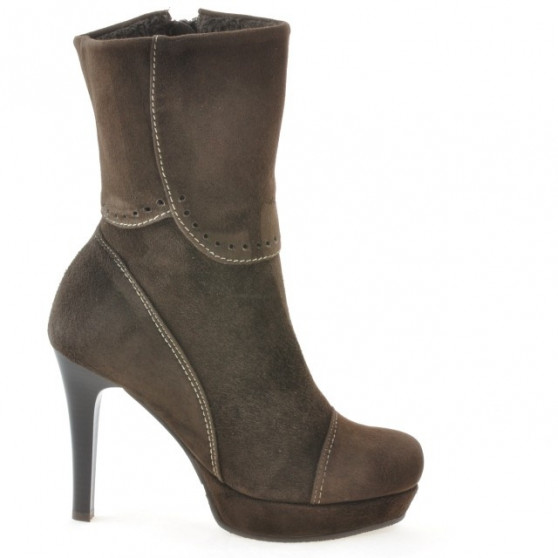 Women knee boots 1132 brown antilopa