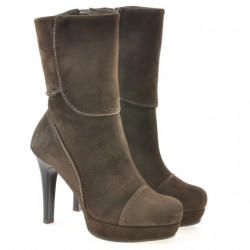 Women knee boots 1132 brown antilopa