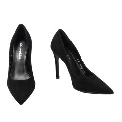 Women stylish, elegant shoes 1302 black velour
