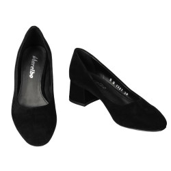 Women stylish, elegant shoes 1331 black velour