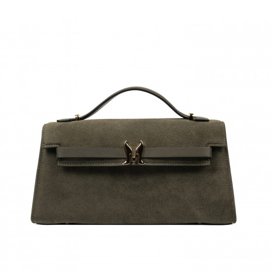 Women shoulder bag 041g suede olive