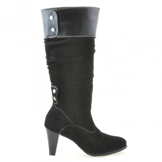 Women knee boots 1121-1 black+black antilopa