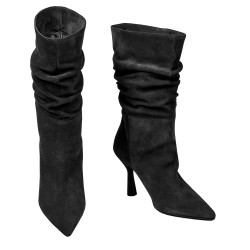 Ghete cu toc dama 1410 black velour