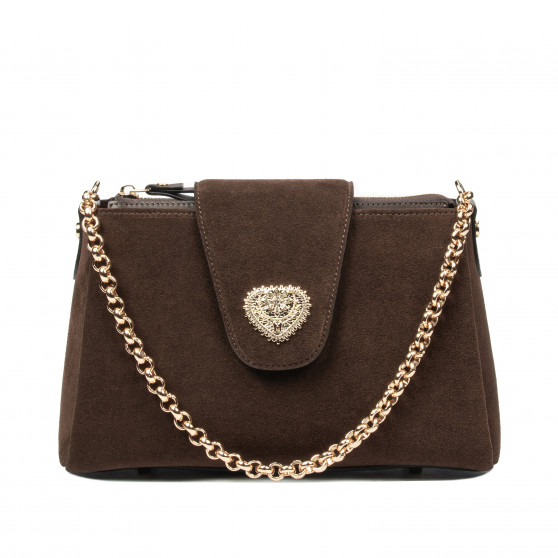 Women shoulder bag 051g suede chocolate