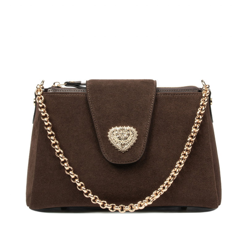 Women shoulder bag 051g suede chocolate