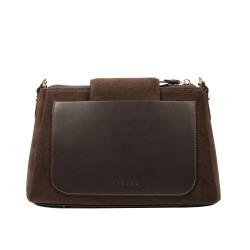 Women shoulder bag 051g suede chocolate