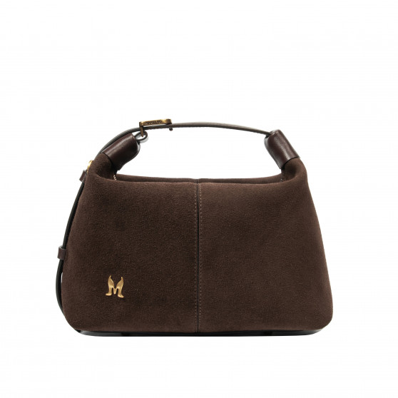 Women hand bag 037-1g suede chocolate