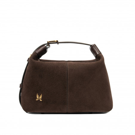 Women hand bag 037-1g suede chocolate