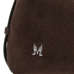 Women hand bag 037-1g 01 suede chocolate