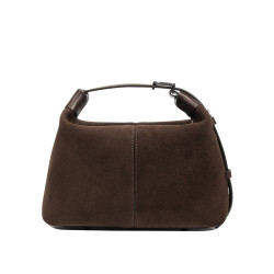 Women hand bag 037-1g 01 suede chocolate