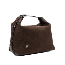 Women hand bag 037-1g 01 suede chocolate