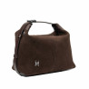 Women hand bag 037-1g 01 suede chocolate