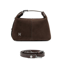 Women hand bag 037-1g 01 suede chocolate