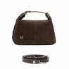 Women hand bag 037-1g 01 suede chocolate