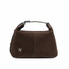 Women hand bag 037-1g 01 suede chocolate