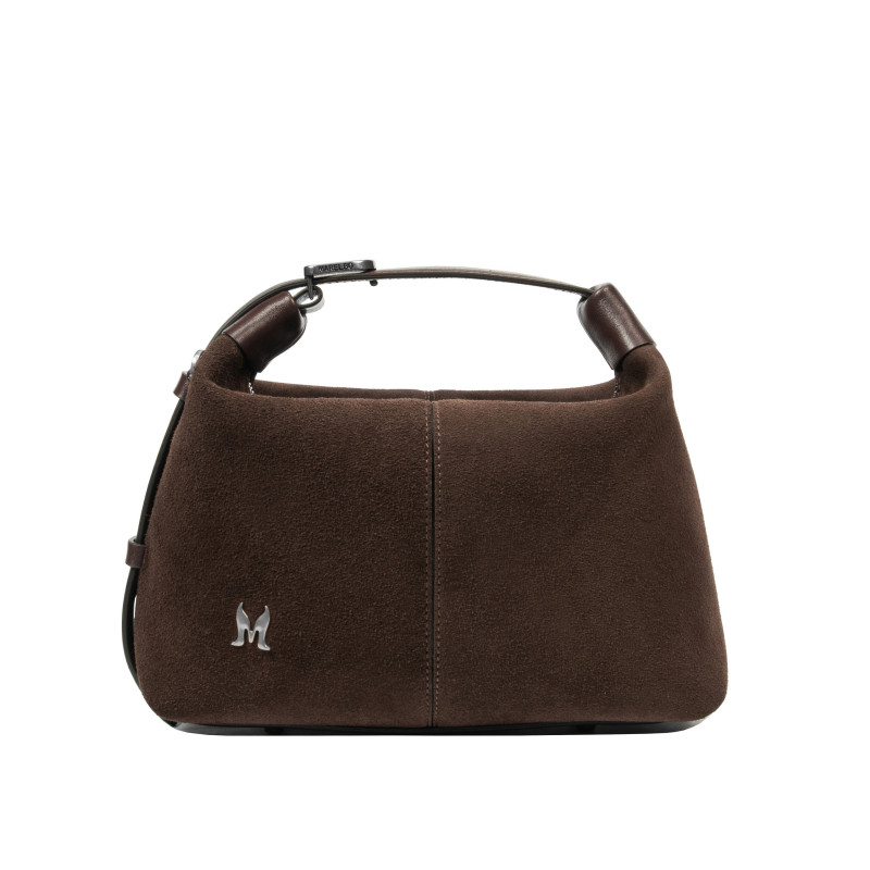 Women hand bag 037-1g 01 suede chocolate