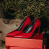 Women stylish, elegant shoes 1302 patent red lifestyle