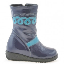 Small children knee boots 23c patent indigo+bleu