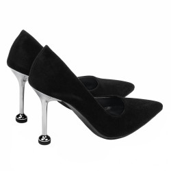 Women stylish, elegant shoes 1357 black velour