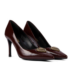 Women stylish, elegant shoes 1363 patent bordo