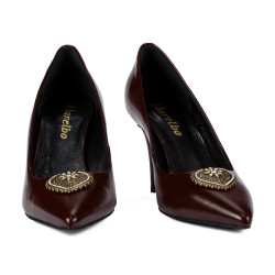 Women stylish, elegant shoes 1363 patent bordo