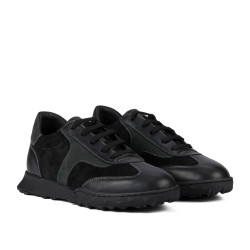 Women sport shoes 6097 black velour combined