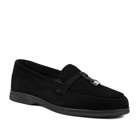Women loafers, moccasins 6082-1 black velour