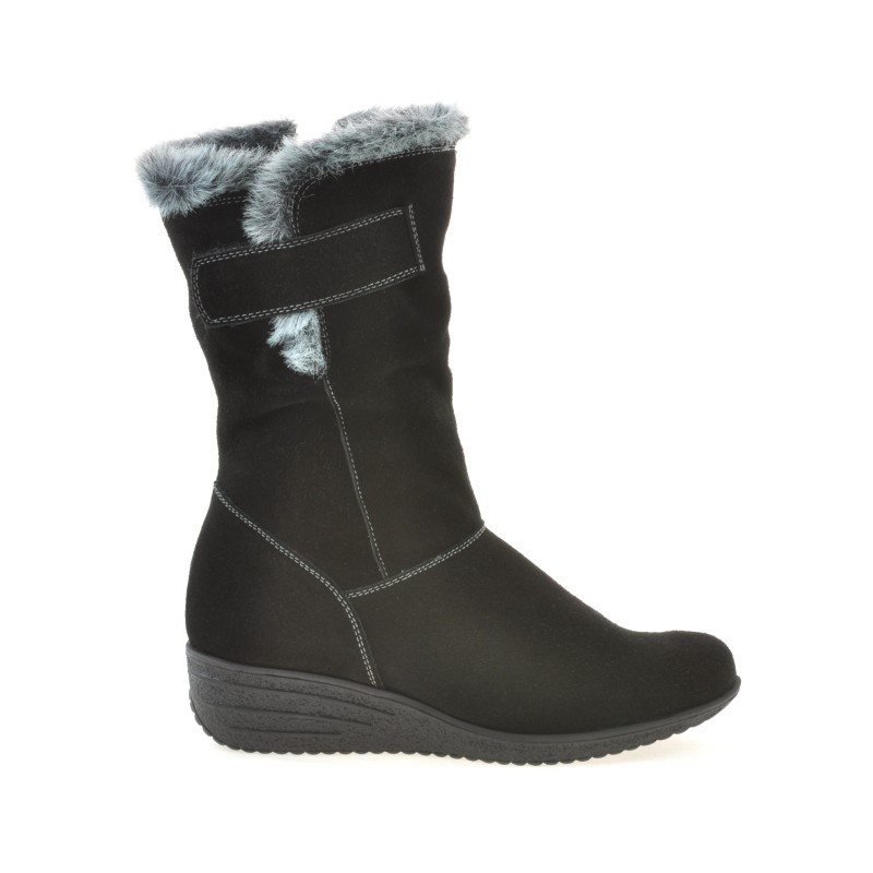 Women knee boots 3246 black velour