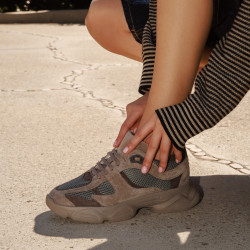 Women sport shoes 6102 sand velour combined lifestyle