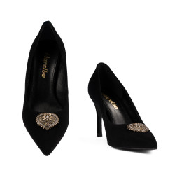 Women stylish, elegant shoes 1363 black velour