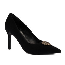 Women stylish, elegant shoes 1363 black velour