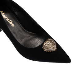 Women stylish, elegant shoes 1363 black velour